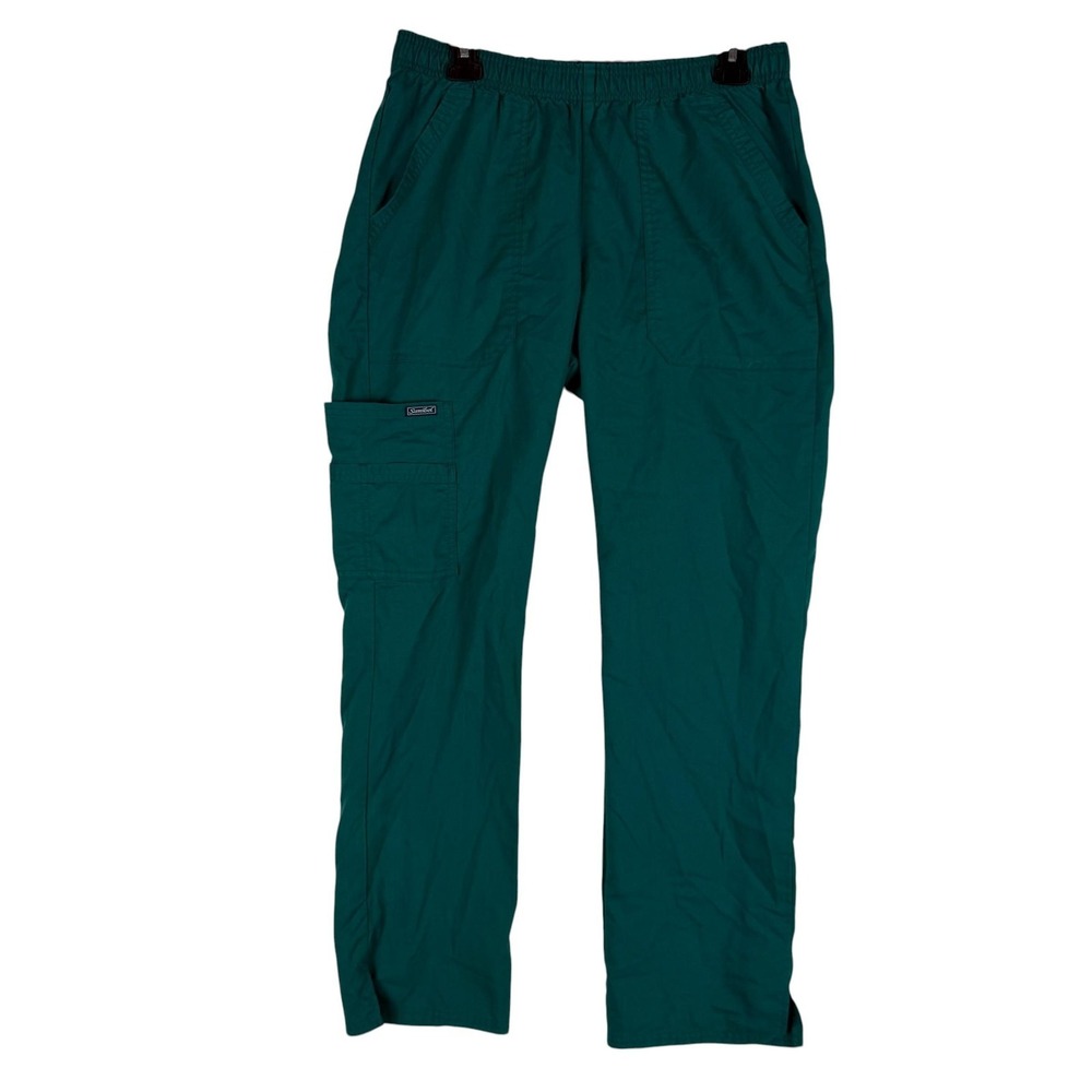 Sanibel Pants Womens Medium Green Cargo‎ Scrub Elastic Waist Pockets Medical